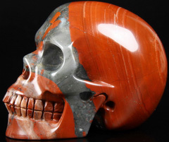 Huge 4.1" African Bloodstone Carved Crystal Skull, Realistic, Crystal Healing