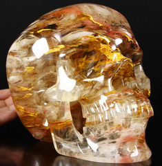 Giant 8.1" Smelted Quartz Carved Crystal Skull, Super Realistic, Healing