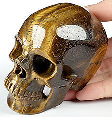 4.0" Gold Tiger's Eye Carved Crystal Skull,Super Realistic, Crystal Healing