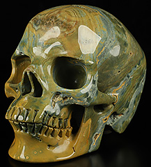 Huge 5.0" Ocean Jasper Carved Crystal Skull,Super Realistic, Crystal Healing