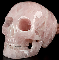 8.0" Rose Quartz Carved Mitchell-Hedges Crystal Skull Replica Skull of Doom