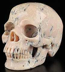 Gemstone 5.2" Pink Opal Carved Crystal Skull, Super Realistic