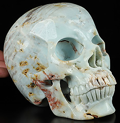 Huge 6.4" Chinese Amazonite Carved Crystal Skull, Super Realistic