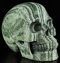 Huge 5.0" Green Zebra Jasper Carved Crystal Skull, Crystal Healing
