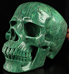 Super Realistic! Lifesized 7.1" African Green Stone Hand Carved Crystal Skull, Crystal Healing