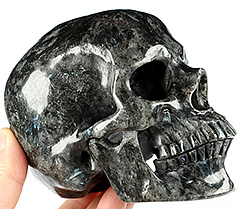 Huge 5.1" Russian Astrophylite Carved Crystal Skull, Super Realistic
