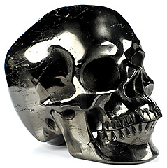 Huge 5.0" Jet Carved Crystal Skull,Super Realistic, Crystal Healing