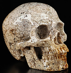 4.7" Ice Flower Agate Hand Carved Crystal Skull, Super Realistic, Crystal Healing