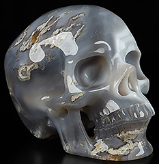 Huge 5.1" Agate Carved Crystal Skull,Super Realistic, Crystal Healing