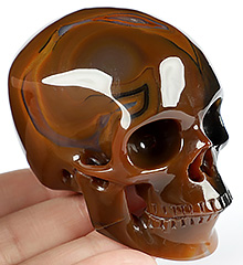 3.1" Premium Brazilian Agate Hand Carved Crystal Skull, Super Realistic, Crystal Healing