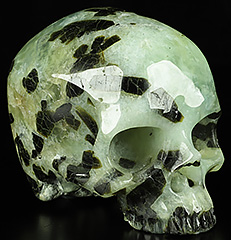 Gemstone 4.7" Prehnite Hand Carved Crystal Skull, Super Realistic, Crystal Healing