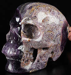 Super Realistic! Lifesized 6.4" Fluorite Hand Carved Crystal Skull, Crystal Healing