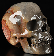 5.0" Polychrome Jasper Hand Carved Crystal Skull, Super Realistic, Crystal Healing