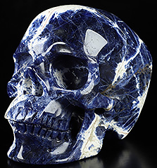Huge 5.0" Sodalite Carved Crystal Skull,Super Realistic, Crystal Healing