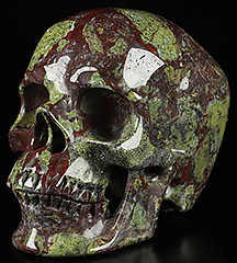 Lifesized 5.1" Dragon Blood Jasper Carved Crystal Skull,Super Realistic, Crystal Healing