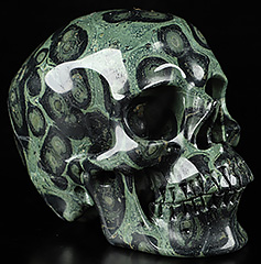 5.0" Kambaba Jasper Hand Carved Crystal Skull, Super Realistic, Crystal Healing