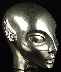 4.1" Pyrite Hand Carved Fairy Elf Alien Crystal Skull Companion Sculpture, Crystal Healing