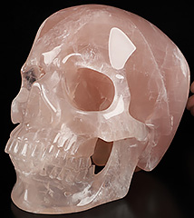 Super Realistic! Lifesized 7.2" Rose Quartz Hand Carved Crystal Skull, Crystal Healing