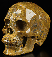 Huge 5.0" Yellow Ocean Agate Carved Crystal Skull,Super Realistic, Crystal Healing