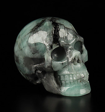 Gemstone 1.2" Emerald Hand Carved Crystal Skull, Realistic, Crystal Healing
