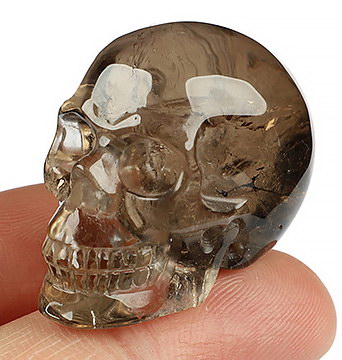 1.3" Smoky Quartz Rock Crystal Hand Carved Crystal Skull, Realistic, Crystal Healing