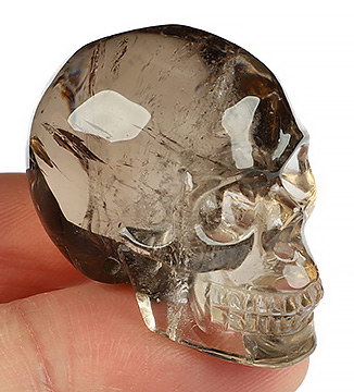 1.3" Smoky Quartz Rock Crystal Hand Carved Crystal Skull, Realistic, Crystal Healing