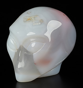 Gemstone 2.0" Mozambique Agate Star Being Female Alien Crystal Skull Companion, Hand Carved Gemstone Fine Art Sculpture, Reiki Healing Stone Statue
