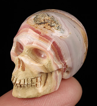 Gemstone 0.9" Rhodochrosite Carved Crystal skull Realistic, Crystal Healing