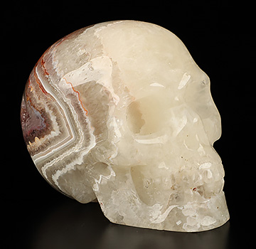 2.0" Red Crazy Lace Agate Carved Crystal Skull, Realistic
