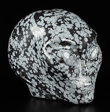 2.0" Snowflake Obsidian Crystal Skull Companion Star Being Female Alien,Reiki Healing Stone Statue