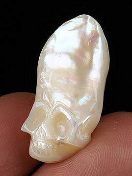 Gemstone 1.0" Pearl Carved Crystal Skull, Crystal Healing