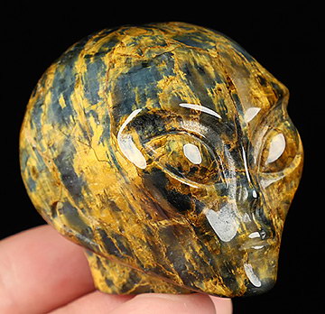 2.0" New Pietersite Star Being Female Alien Crystal Skull Companion, Hand Carved Gemstone Fine Art Sculpture, Reiki Healing Stone Statue