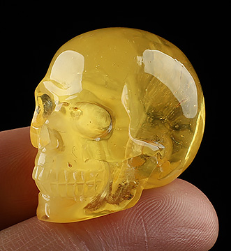 1.3" Baltic Amber Hand Carved Crystal Skull, Realistic, Crystal Healing