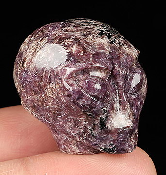 Gemstone 1.1" Russian Charoite Star Being Female Alien Crystal Skull Companion,Reiki Healing Stone Statue