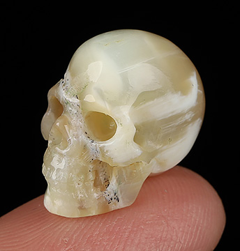 Gemstone Tiny 0.6" Cat's Eye Opal Carved Crystal Skull, Realistic