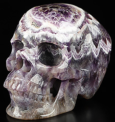 Huge 5.1" Dream Chevron Amethyst Carved Crystal Skull,Super Realistic, Crystal Healing