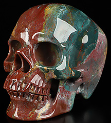 Huge 5.1" Bloodstone Carved Crystal Skull,Super Realistic, Crystal Healing