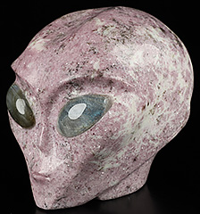 4.1" Lepidolite Star Being Female Alien Crystal Skull Companion, Labradorite Eyes