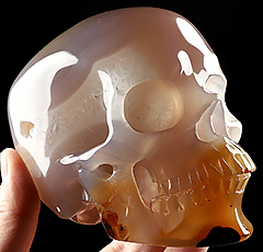 5.2" Agate Geode Hand Carved Crystal Skull, Super Realistic, Crystal Healing
