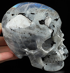 5.1" Labradorite Hand Carved Crystal Skull, Super Realistic, Crystal Healing