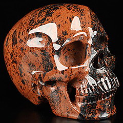 5.2" Mahogany Obsidian Hand Carved Crystal Skull, Super Realistic, Crystal Healing