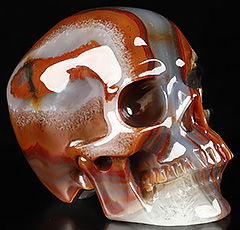 5.1" Premium Brazilian Agate Hand Carved Crystal Skull, Super Realistic, Crystal Healing
