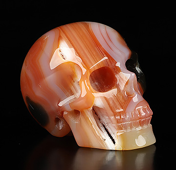 2.0" Agate Hand Carved Crystal Skull, Realistic, Crystal Healing