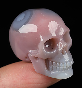 Gemstone 1.1" Mozambique Agate Hand Carved Crystal Skull, Realistic, Crystal Healing