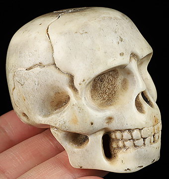 2.8" Antler Carved Crystal Skull, Realistic