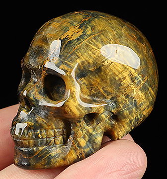 1.7" New Pietersite Carved Crystal Skull,Realistic, Crystal Healing