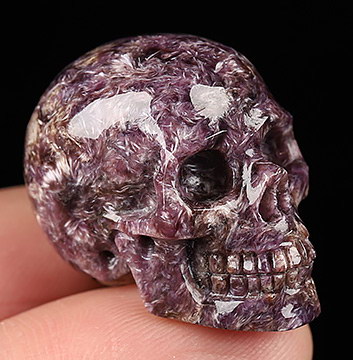 Gemstone 1.2" Russian Charoite Carved Crystal Skull,Realistic, Crystal Healing