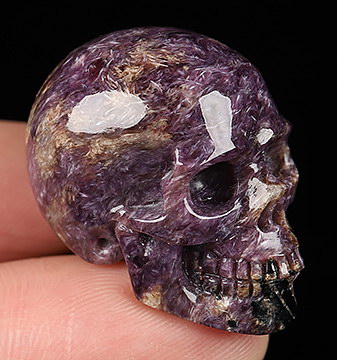 Gemstone 1.1" Russian Charoite Carved Crystal Skull,Realistic, Crystal Healing