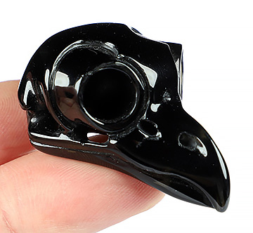 1.6" Black Obsidian Carved Crystal Owl Skull,Realistic, Crystal Healing