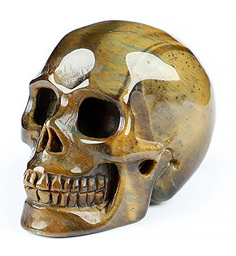 2.0" Blue & Gold Tiger's Eye Carved Crystal Skull, Realistic, Crystal Healing